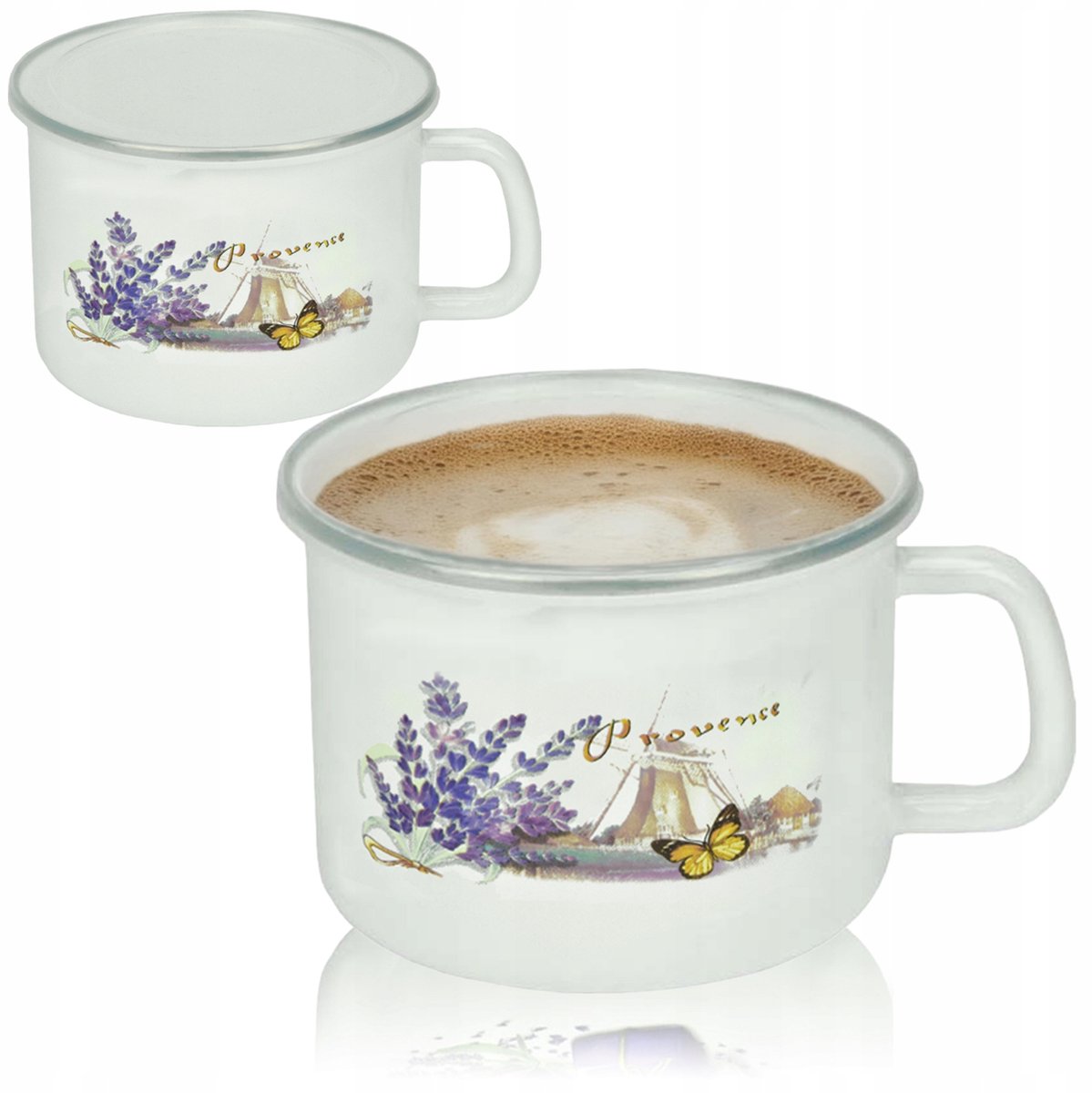 Emalieren Mok 1000ml met Deksel - Ideaal voor Melk, Kakao & Thee