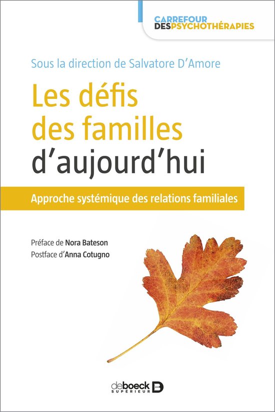 Boekomslag: 'Les défis des familles d'aujourd'hui' met rode herfstblaadjes.