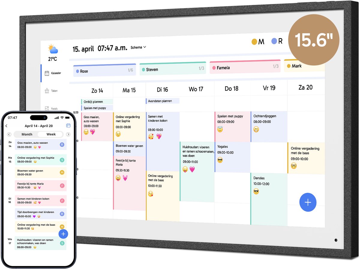 EKASN Digitale Kalender 15,6" - Digitale Fotolijst - Full HD - EKASN - €299,99