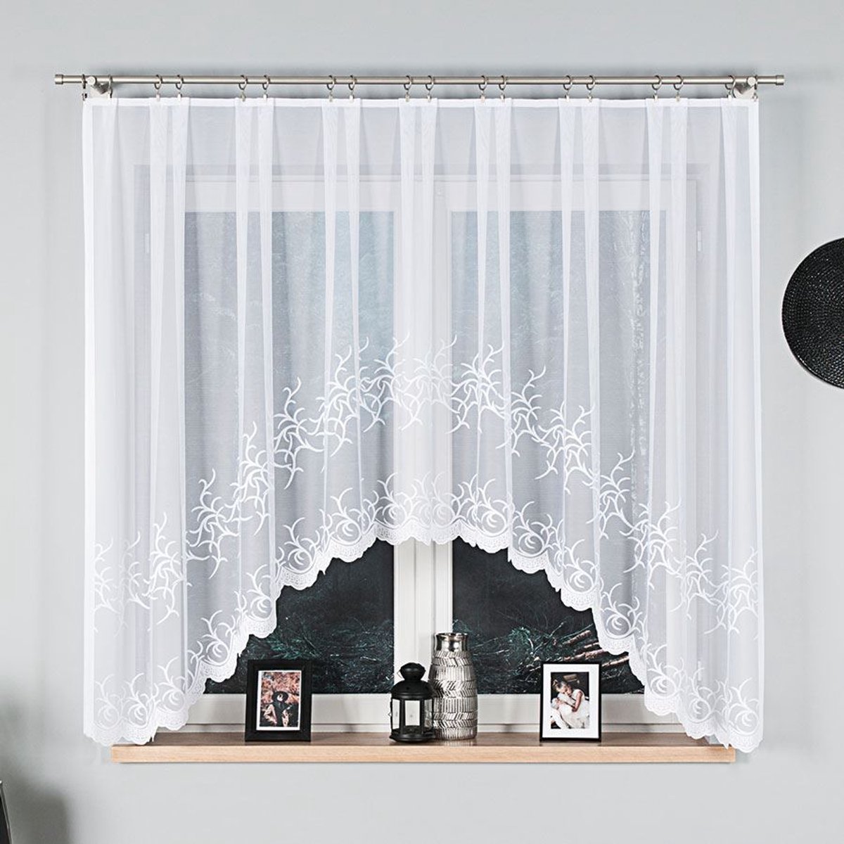 Markizeta BAKARO - Jacquard Gordijn - 320x160 cm - Witte Kleur - Takjes Motief