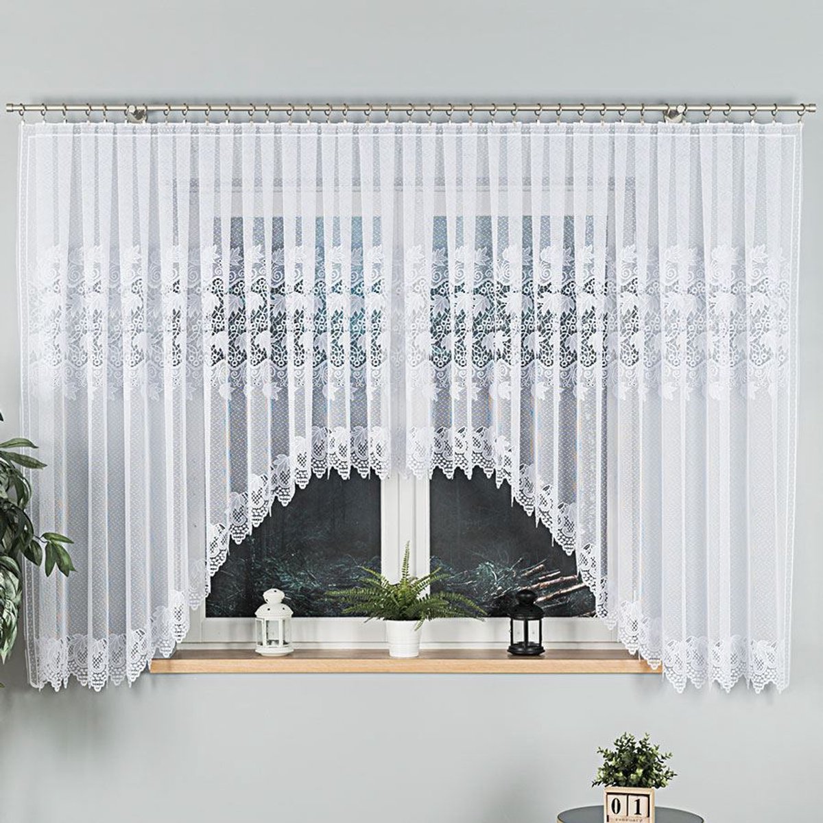 Markizeta ELŻBIETA Serie - Kant en Klaar Jacquard Gordijn - 600x160 cm - Met Elegant Bladpatroon - Lichtdoorlatend