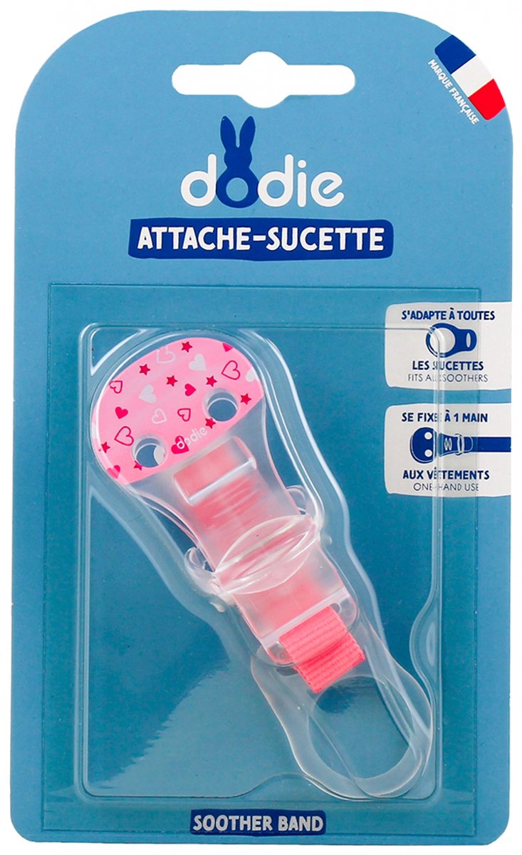 Dodie Lint Fopspeen Clip (Kleur : Roos)