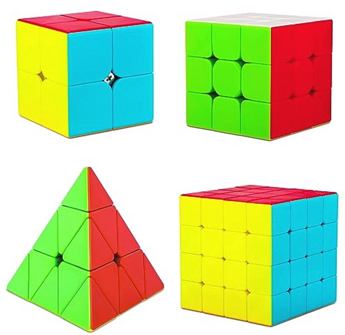 Set van 4 Snelheidskubussen - Magische Puzzels voor Kinderen en Volwassenen - 2x2, 3x3, 4x4 en Pyraminx - Educatief Speelgoed