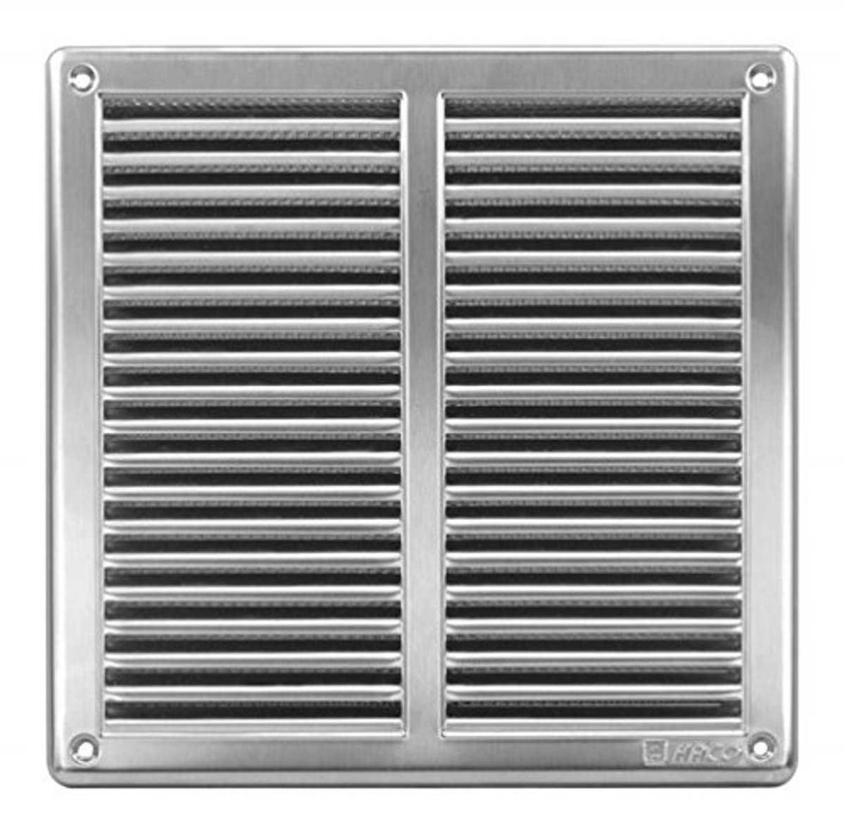 Ventilatierooster 250 x 250 mm | Roestvrij Staal Lamellenrooster met Insectenbescherming