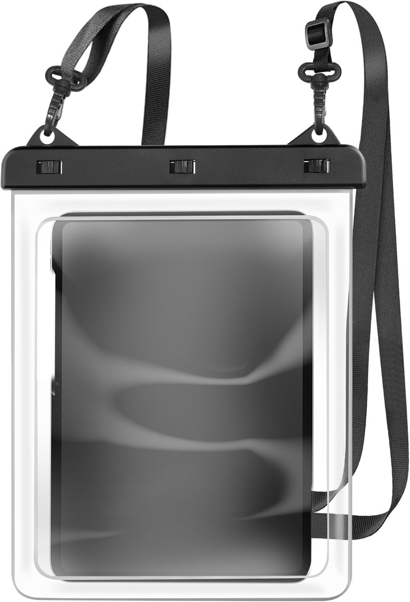 Avizar Waterdichte hoes voor 12-inch tablet IPX8 met touchscreen en riem, Transparant