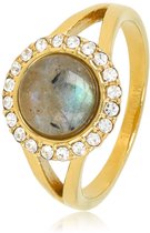 My Bendel - Elegante Ring met Edelsteen & Zirkonia • Labradorite - met Luxe Cadeauverpakking | Sieraden Voor Dames | Maat 19.00 Mm / Maat 60