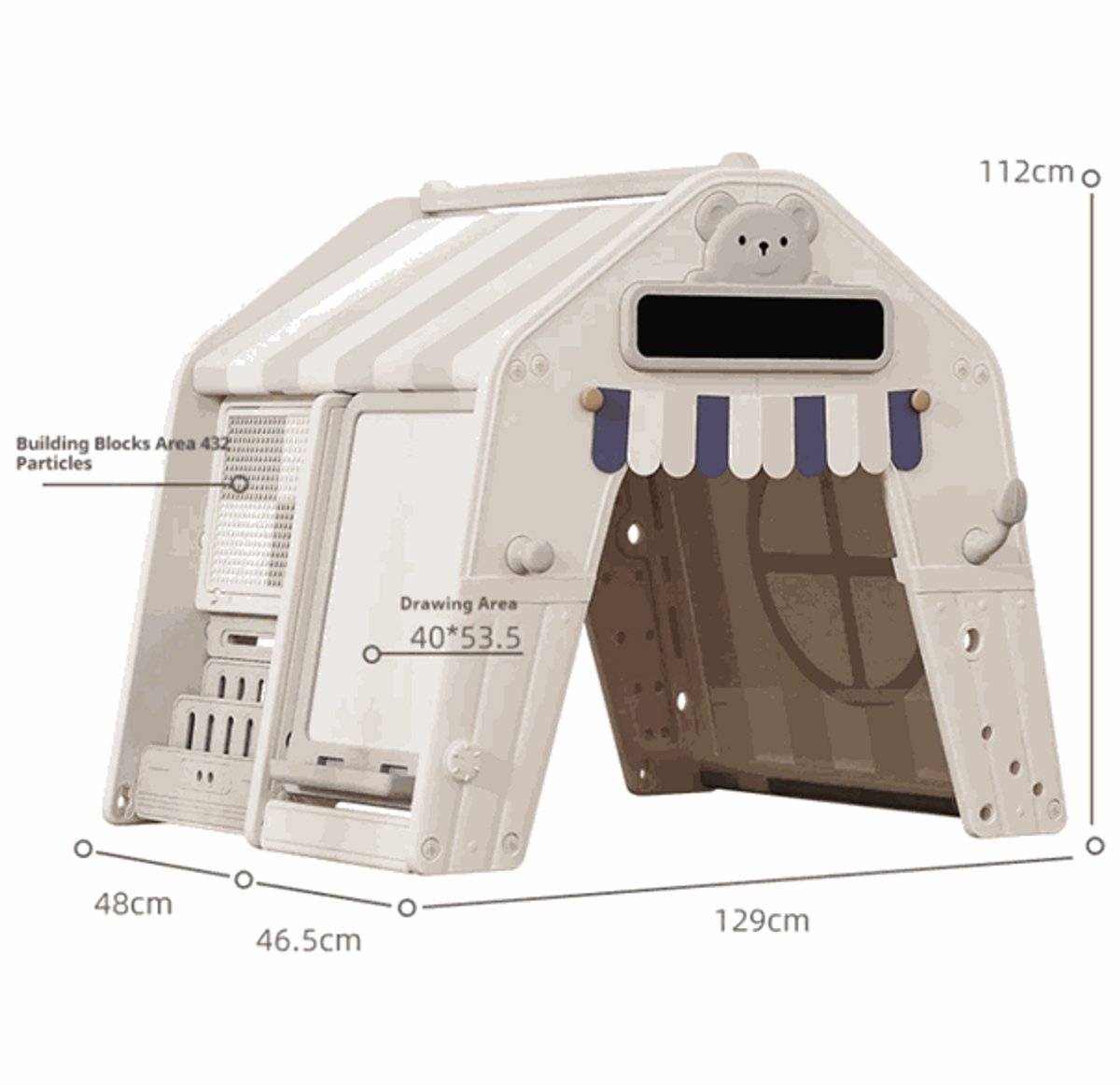 Kunststof Speelhuis Tent Grijs voor binnen en buiten in de tuin - Peuter - Kleuter — afbeelding 4