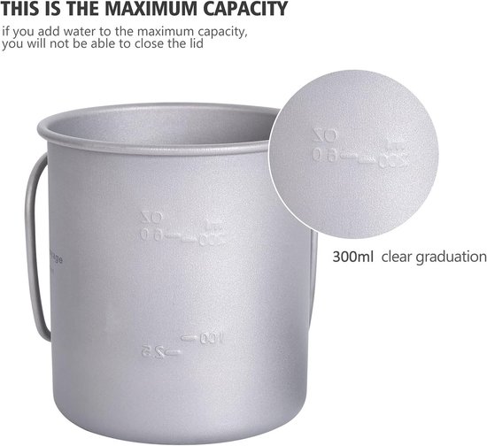 Titanium Outdoorpan Met Deksel - 750ml, 800ml, 1100ml, 1300ml - Inklapbaar Handvat Voor Kamperen en Wandelen — afbeelding 4