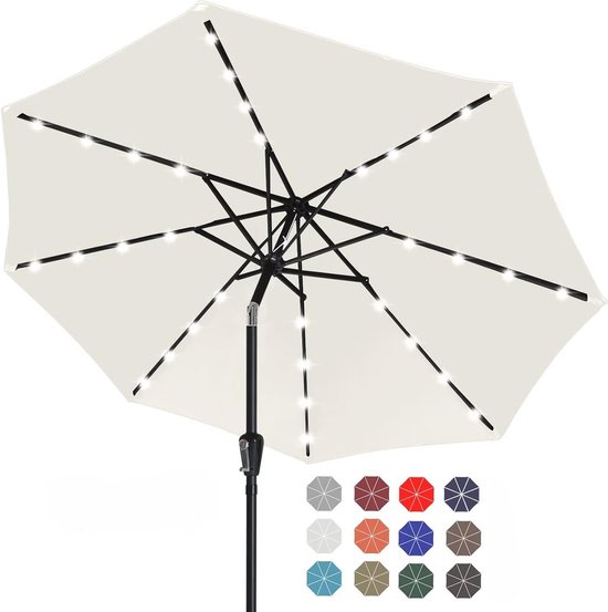 Giantex Parasol Droit en Bois 3M en Diamètre Toile Épaisse Mât en Bois