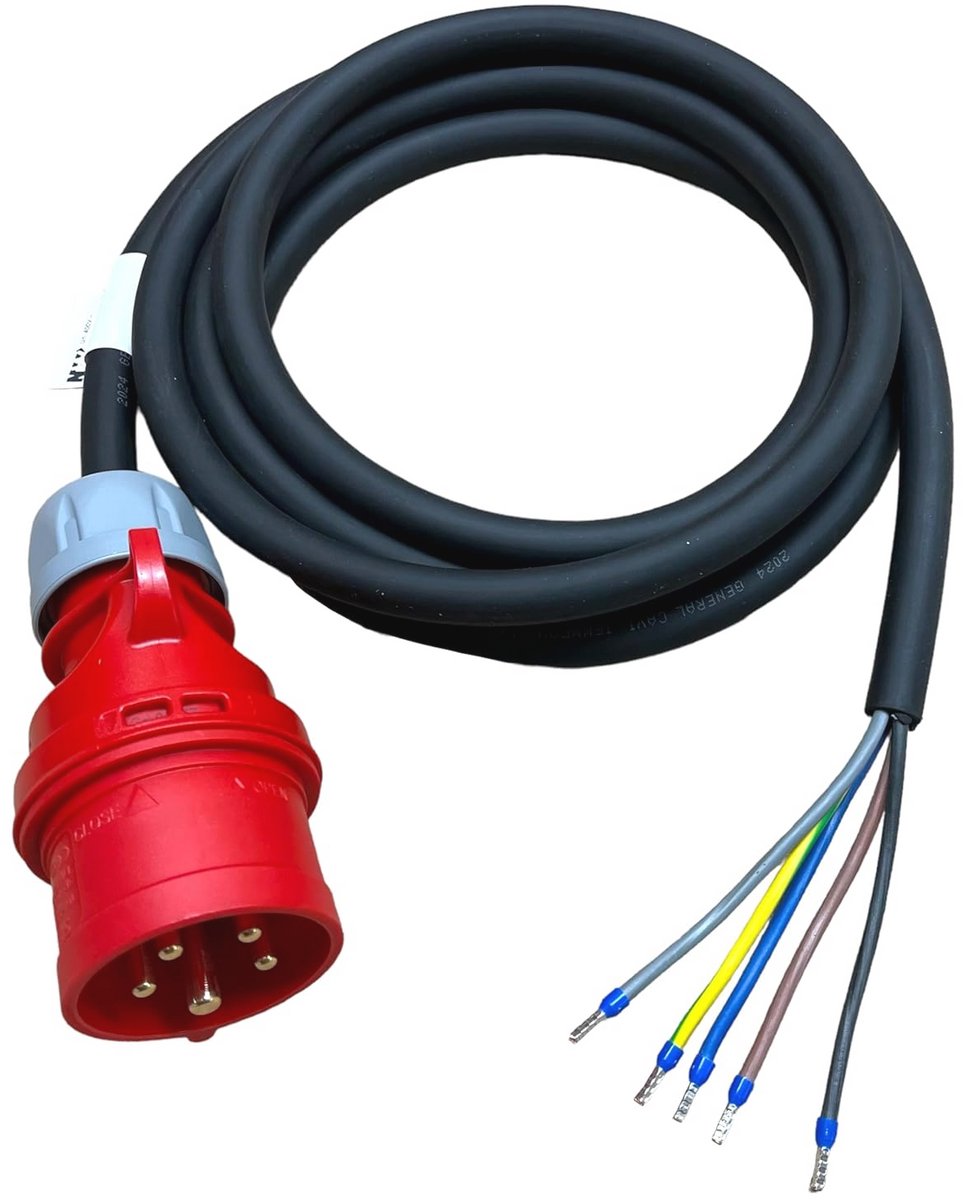 CEE Aansluitkabel 3m 400V 16A IP44 - Rubber 5x2.5mm²