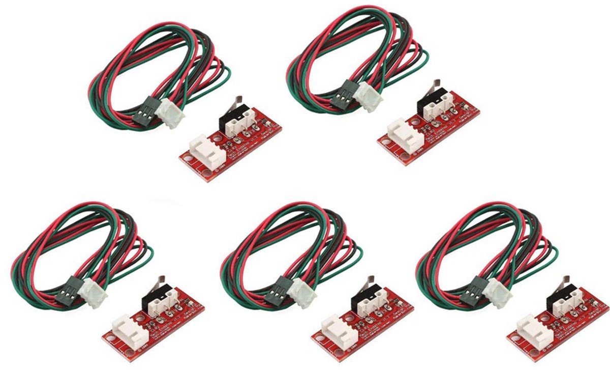 Mechanische Eindstopschakelaars met Kabel voor 3D-printer en CNC - Set van 5