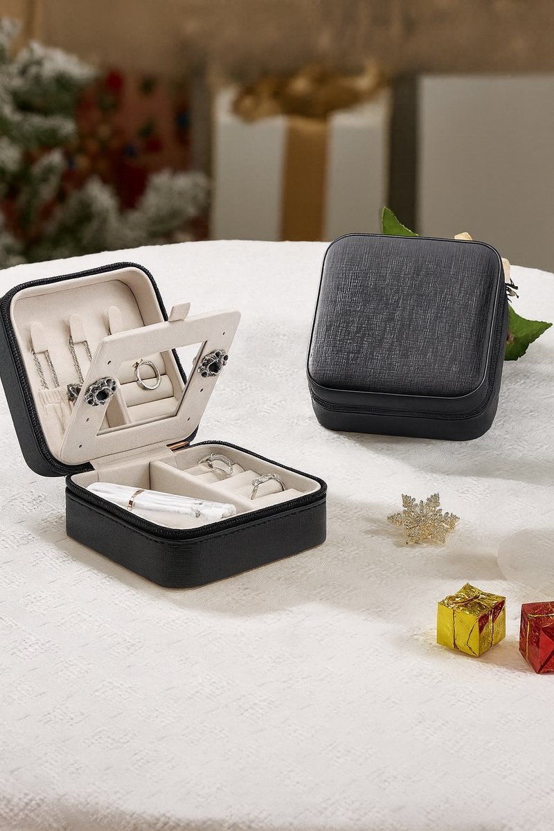 BOTC Sieradendoos - Sieraden Organiser met Spiegel - Cadeau voor Vrouwen en Meisjes - Zwart — cadeau in Sieraden - foto 7