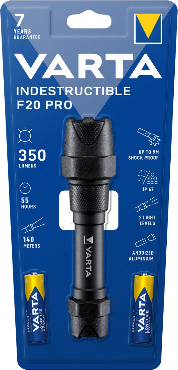 Bol.com Varta - Zaklamp Indestr F20 Pro 2Aa - Zwart aanbieding