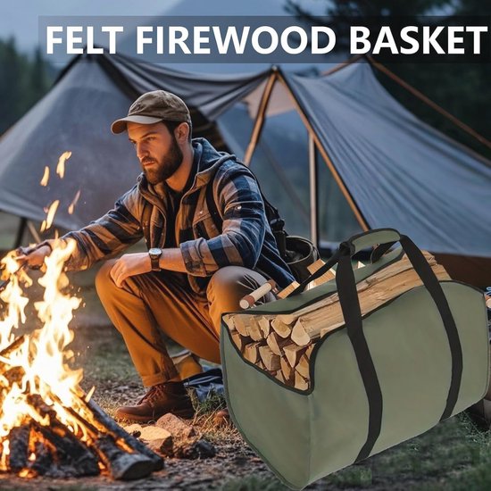 Opvouwbare Brandhout Tas - Waterbestendige Canvas Logdrager voor Open Haard en Camping — afbeelding 2