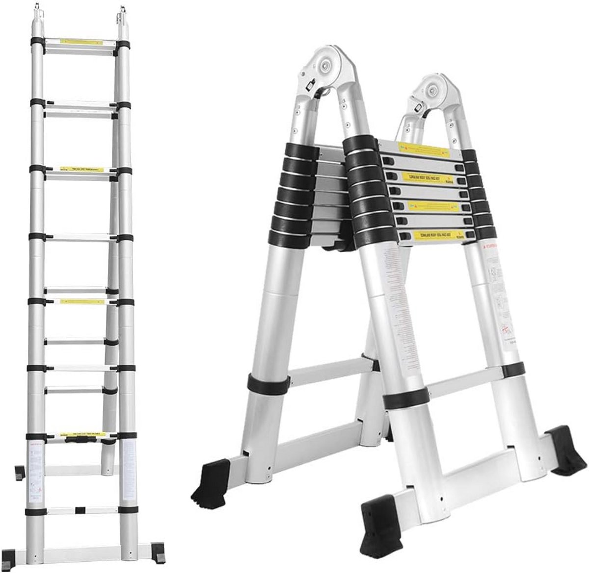 Telescopische Aluminium Ladder - Uitschuifbare Multifunctionele Ladder tot 150 kg, Ideaal voor Binnen en Buiten