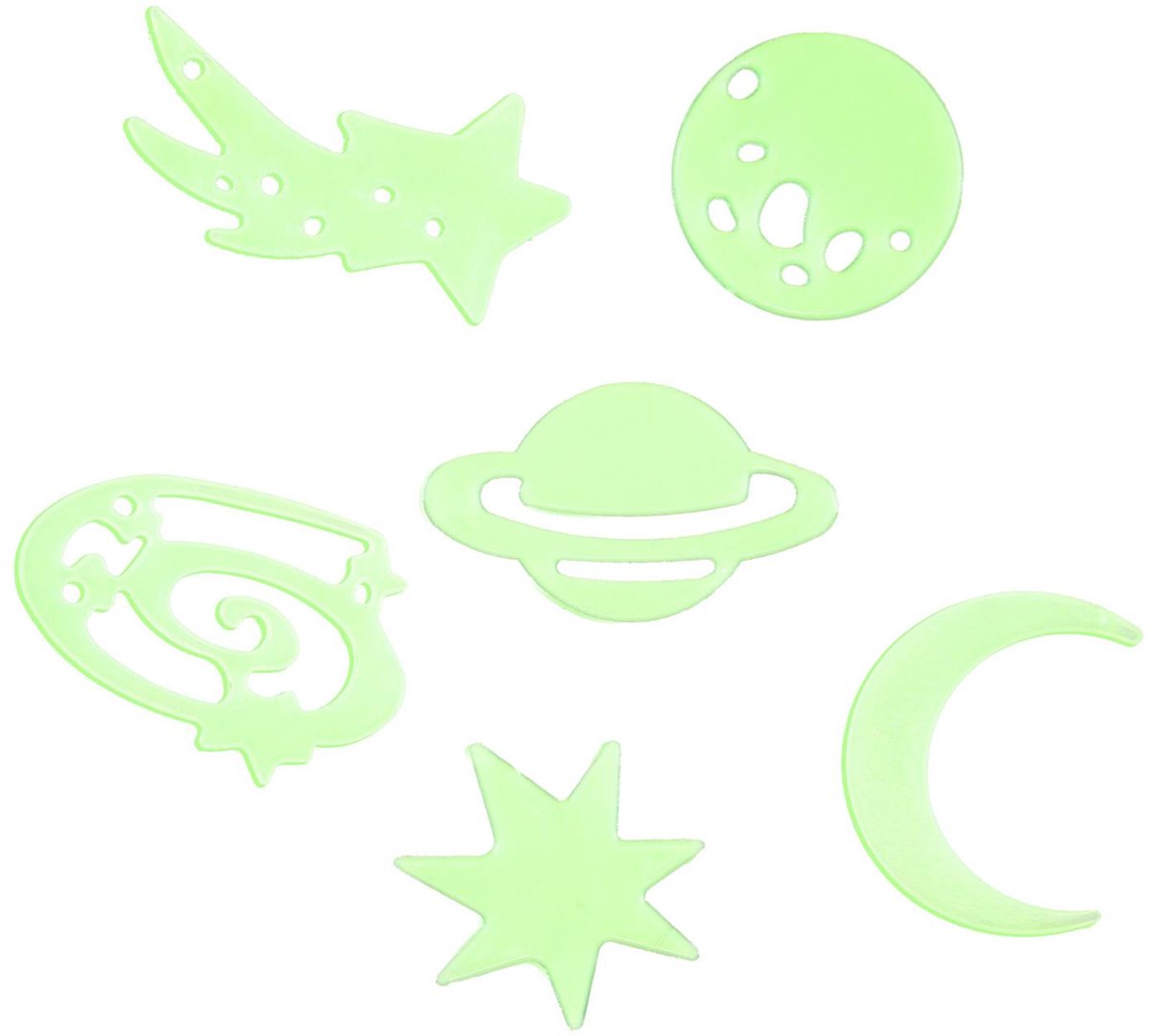 Home Deco Kids Glow in the dark Planeten - 24x stuks - groen - kunststof - kinderkamer - decoratie