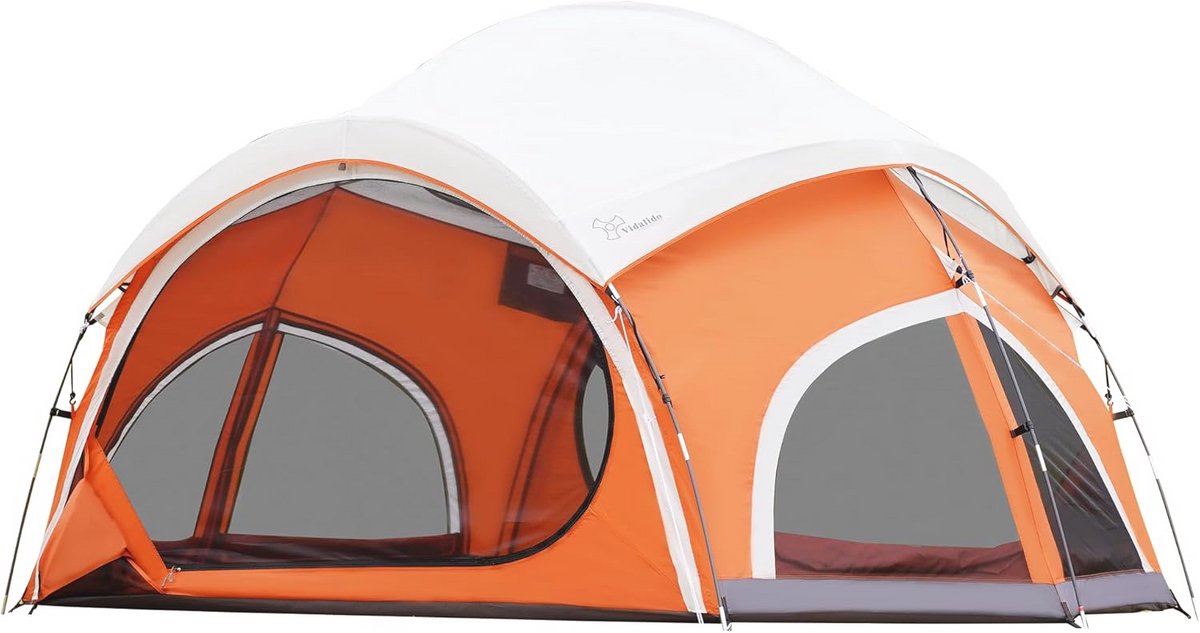 Kampeertent voor 3-4 Personen met 2 Deuren en Grote Raamkoepels - Dubbellaagse Waterdichte Glampingtent