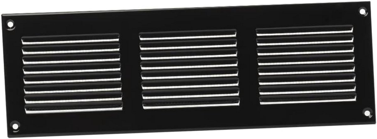 Ventilatierooster 300x100mm met Insectenhor - Metalen Toevoer- en Afvoerrooster - Zwart Staal
