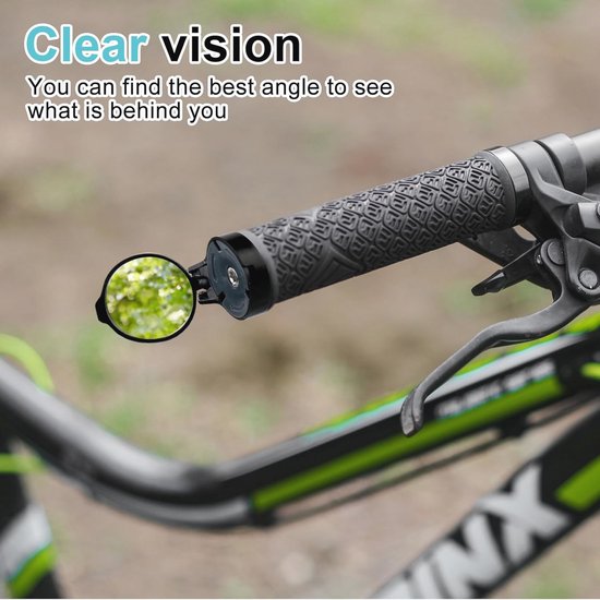 Achteruitkijkspiegel voor racefiets, lichtgewicht en trillingsvrij, convex- spiegel met 9-voudige verchroomde en schokbestendige ABS-schaal voor 16-20 mm MTB, e-bike en scooter met recht stuur