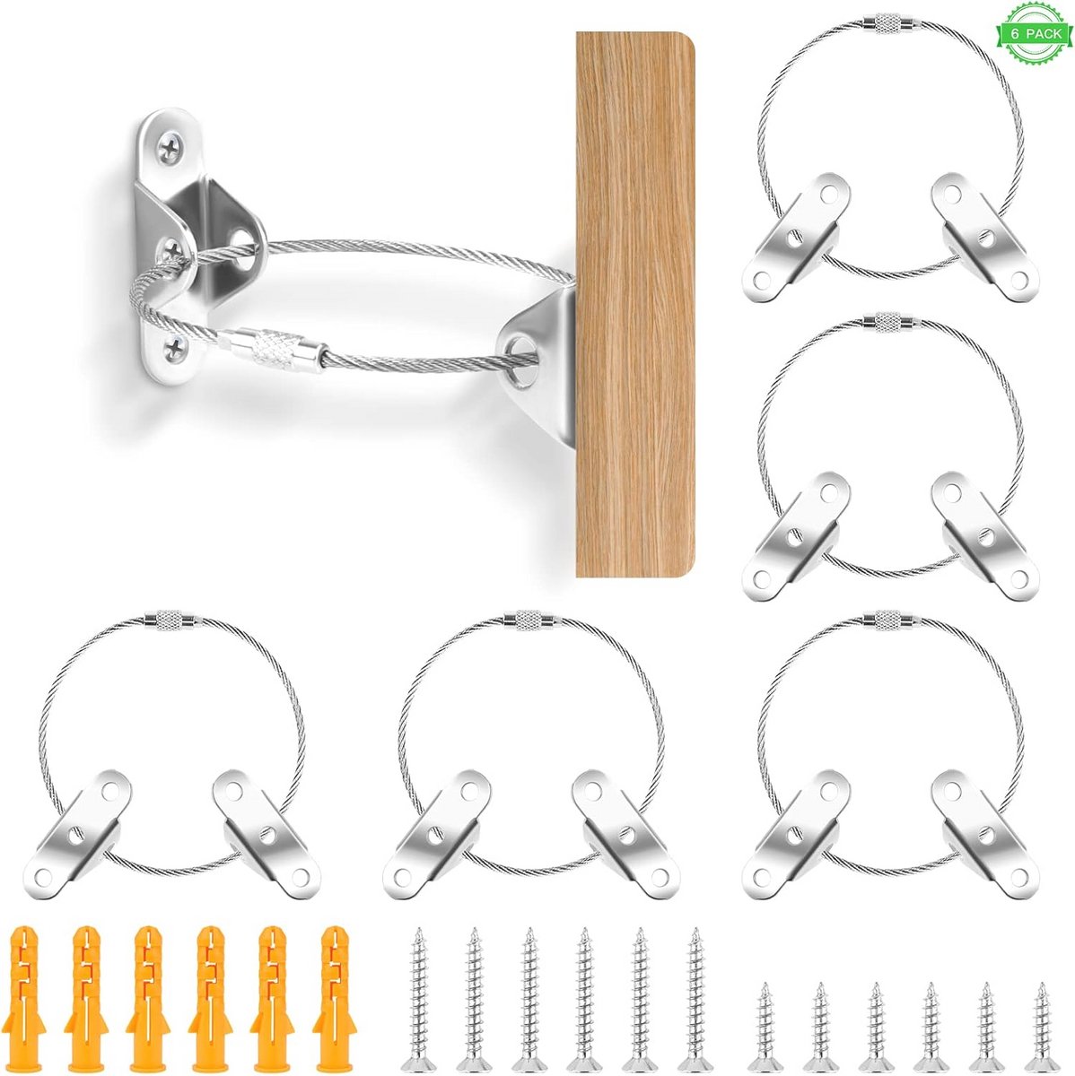 Meubilair kantelbeveiliging set 6 sets metalen kantelbeveiliging meubilair muuranker, babyveiligheid Anti kantelen Meubilair riemen muurbevestiging voor kast plank ladenkast Laadvermogen 100 kg