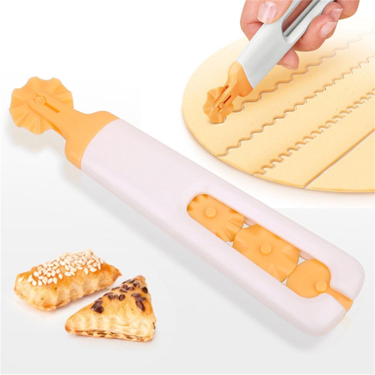 deegsteker - Pasta snijwiel - deegschraper - snijmachine - Deegsnijder - Kunststof - Oranje