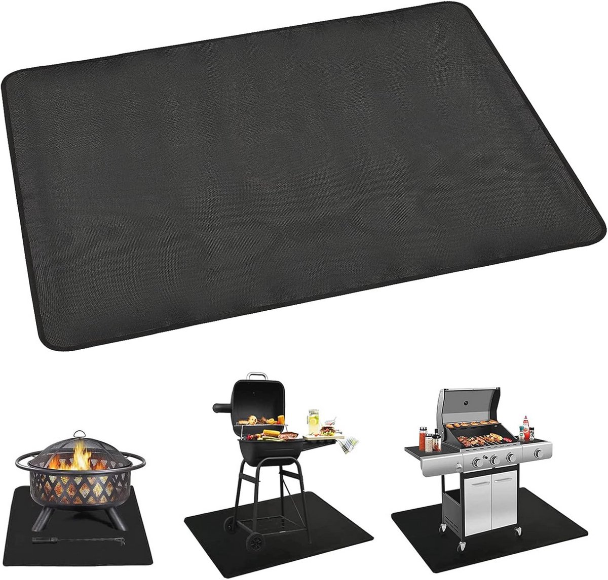 Hittebestendige Vuurplaatsmat - Opvouwbare Rechthoekige Grillmat voor veilig Buitengebruik - Groot 80x75cm