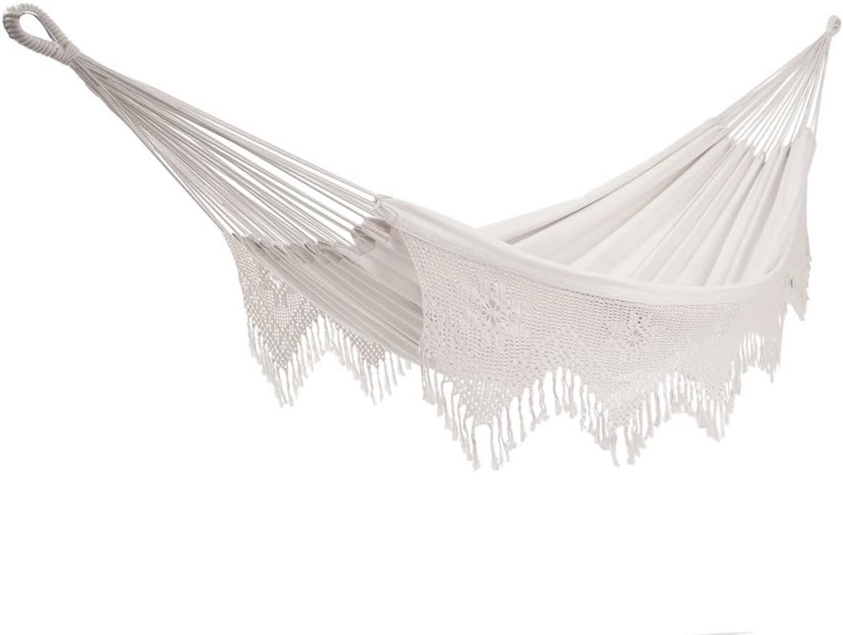 Katoenen Tweepersoons Hangmat Deluxe - Natuurlijk
