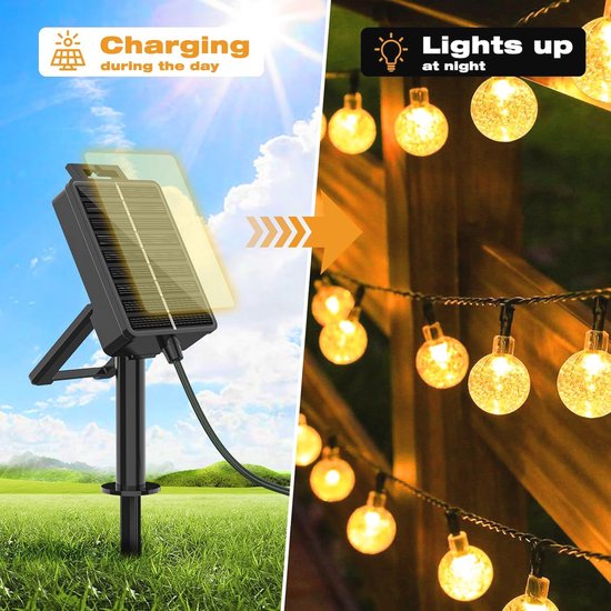 Lichtsnoer op zonne-energie 10 m - LED lichtketting voor buiten met