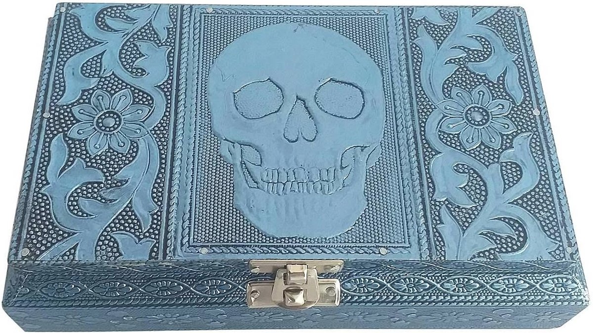 Juwelendoos Aluminium met Doodshoofd - 20 x 12 x 6 cm