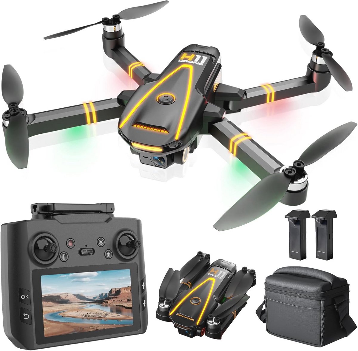 GPS-drones met 4K camera voor volwassenen - Opvouwbaar, 5 GHz, FPV, borstelloze motor, QuickShots, 45 minuten vliegtijd