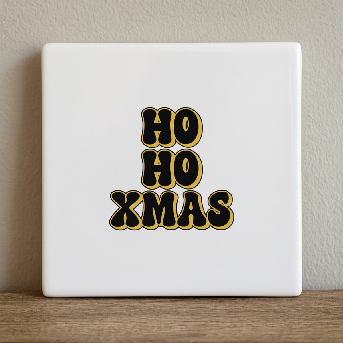 Ho Ho Xmas Kerst Keramische Tegel – Stoere Feestelijke Kerst Wanddecoratie – 15 x 15 cm