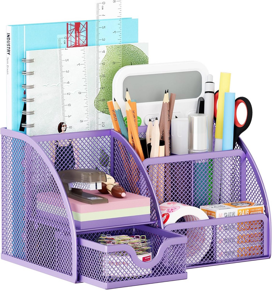 Metalen Hangende Desk Organiser met 6 Compartimenten - Violet