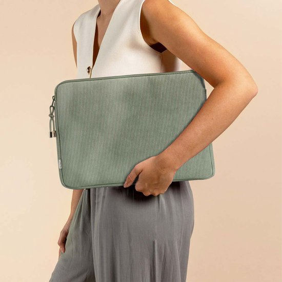 Housse en velours côtelé Selencia pour ordinateur portable 15/15,3/15,6/16/16,2 pouces - Crème pistache