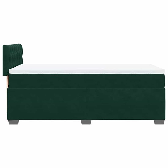 vidaXL - Sommier tapissier - avec - matelas - velours - vert foncé - 90x190 - cm