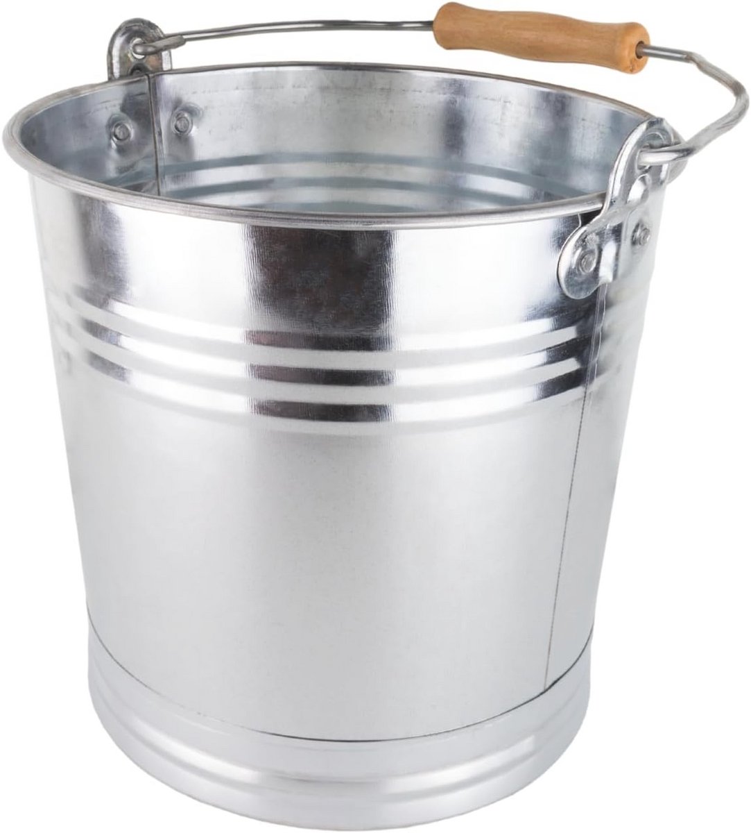 Zinken emmer 7 liter met houten handvat - veelzijdige metalen emmer voor tuin en decoratie