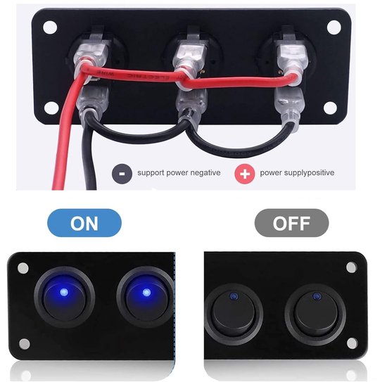 Geüpgraded Schakelpaneel 12V/24V met USB, IP65 Waterdicht, LED