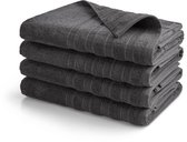 DoubleLife Handdoeken XL 70x140 cm - Set van 4 - 100% Katoen, waarvan 50% Gerecyclede Katoen - GRS Gecertificeerd - Anthracite