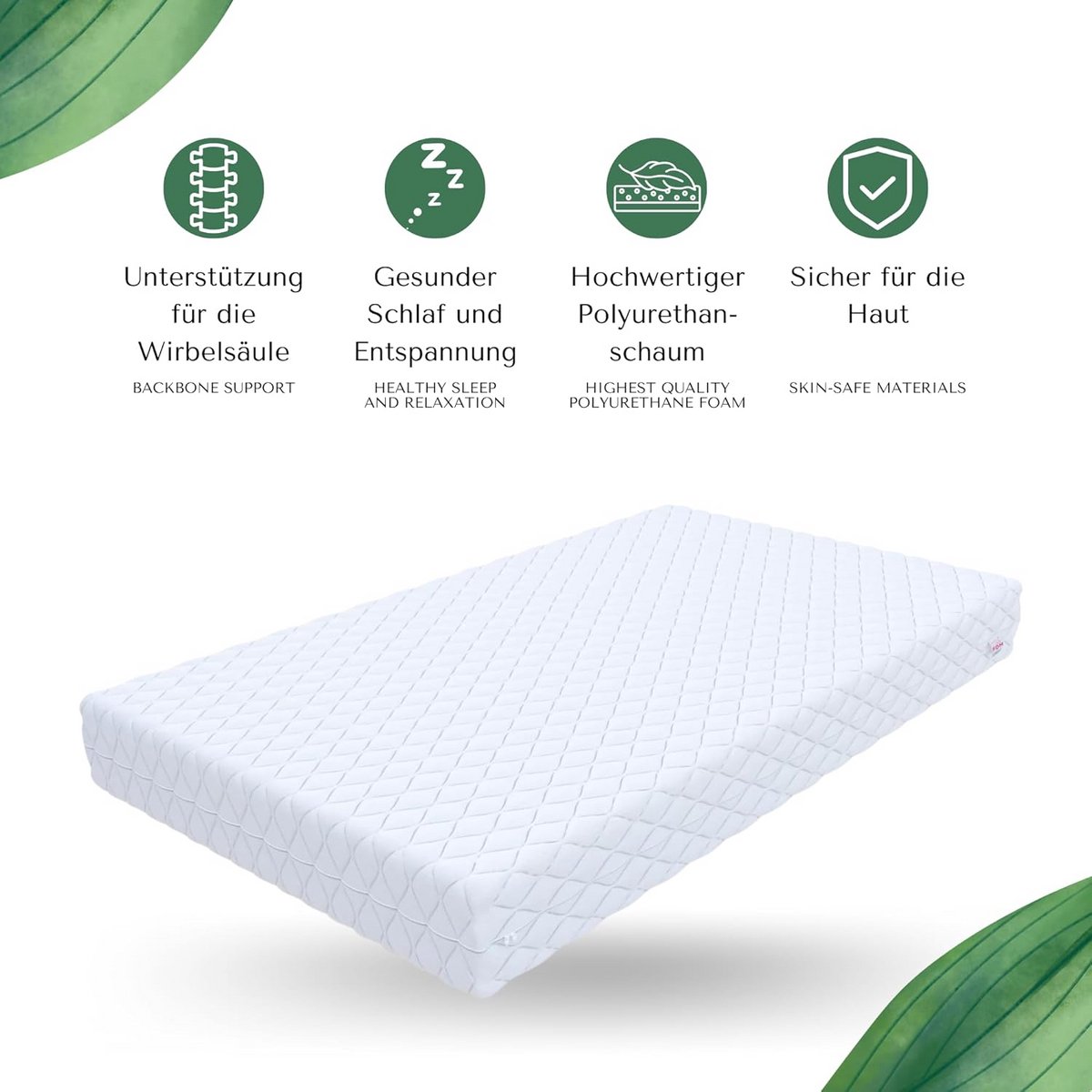 Kindermatras 80 x 190 cm H2-H3 Latex - Schuimmatras 8 cm Dikte voor Ondersteuning en Comfo