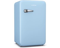 Klarstein Audrey Evo 90L Retro Mini Kühlschrank - Leise 40 dB, Kompakt, Verstellbare Füße, Wendetür, Mechanischer Thermostat, Blau, Kühlschrank Klein für Schlafzimmer und Büros