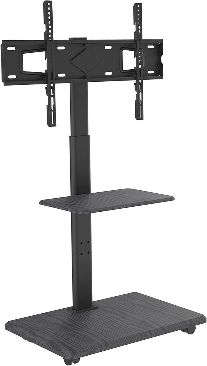 Verstelbare TV Stand met Houten Pedestal en Wielen voor 32-70 inch TV