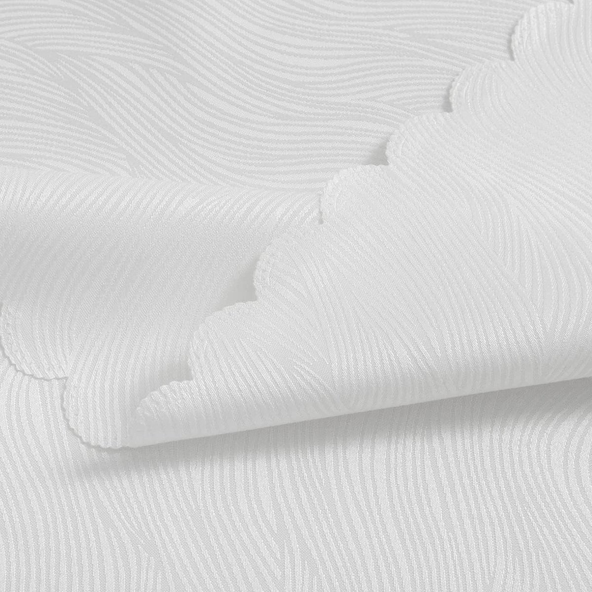 Rond Tafelkleed 200 cm Jacquard Wit – Waterbestendig en Machinewasbaar