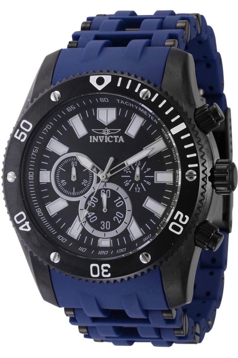 Invicta Sea Spider 44276 Heren Horloge - Waterdicht - Analoog - Quartz Uurwerk - Roestvrij Staal met zwarte Wijzerplaat - 50mm