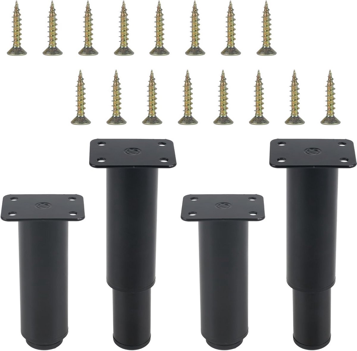 Verstelbare meubelpoten voor meubels, 12-18 cm hoog, zwart, 4 stuks