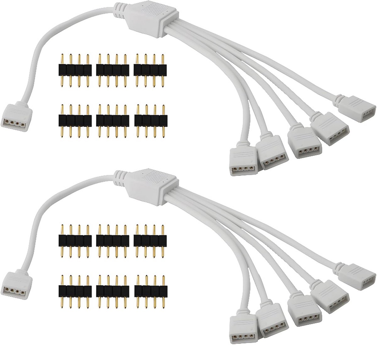 LED Verdeler Connector Kabel 1 naar 5 voor 4-pins LED Strips - Splitter voor SMD 5050 3528 2835 (2 stuks)