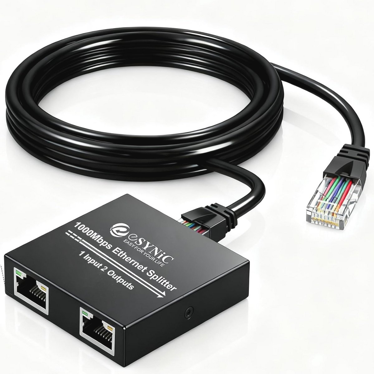 Gigabit Ethernet Splitter 1 In 2 Out met Netwerkkabel