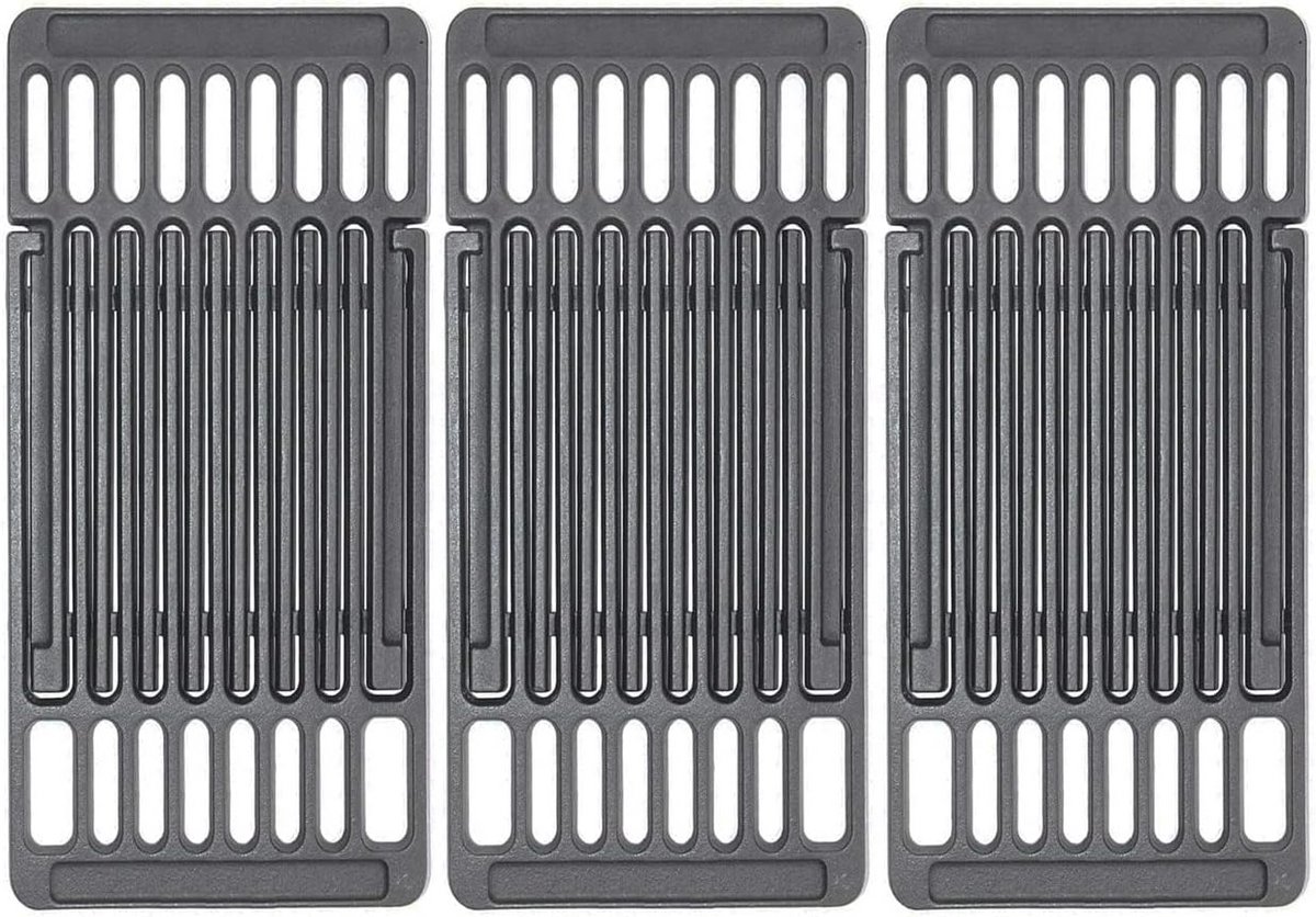 Verstelbaar gietijzeren kookrooster voor BBQ-grills - 3-pack (8 inch breed, uitbreidbaar van 14 tot 20 inch)