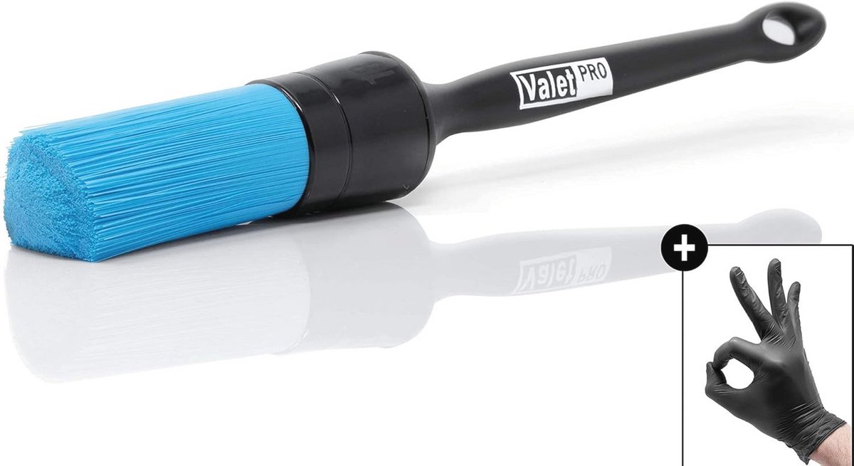 ValetPRO Chemische Resistente Velgenborstel met Kunststof Handvat en Nitril Beschermende Handschoen voor Velgenreiniging