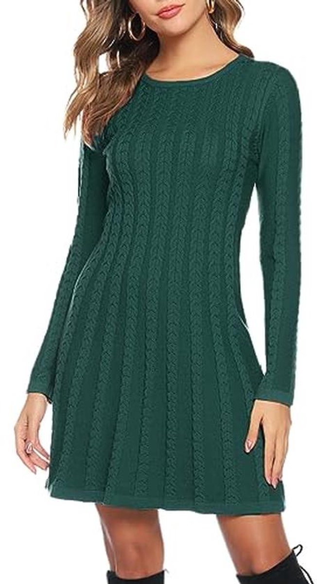 Elegante Gebreide Damesjurk met Col voor Winter en Cocktail