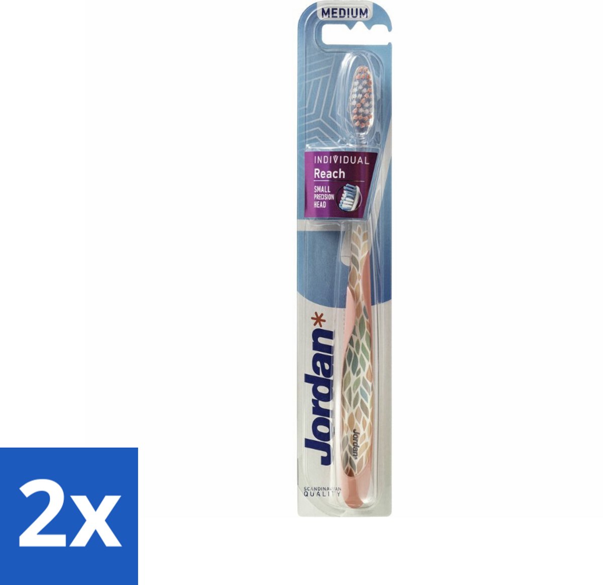 Jordan - Tandenborstel - Individual Reach - Medium - Voordeelverpakking - 2 stuks
