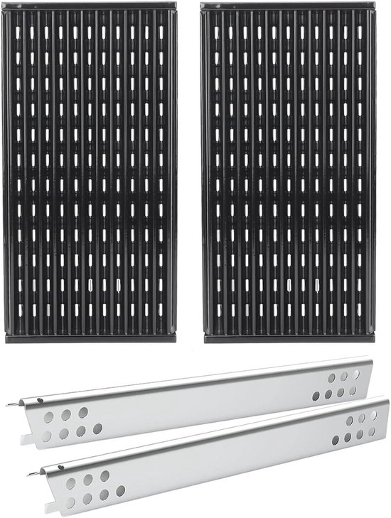 4 Stks Universele Barbecue Warmteplaat, 14,6 x 4,25 inch Vervanging Gas Grill Warmte Tenten voor Porselein Staal BBQ Warmte Plaat Onderdelen Shield Warmte Tent Flavorizer Bar Brander Cover Vlam Tamer